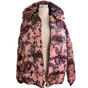 Scotch & Soda Pink Floral Graphic Puffer Jacket Rare Print